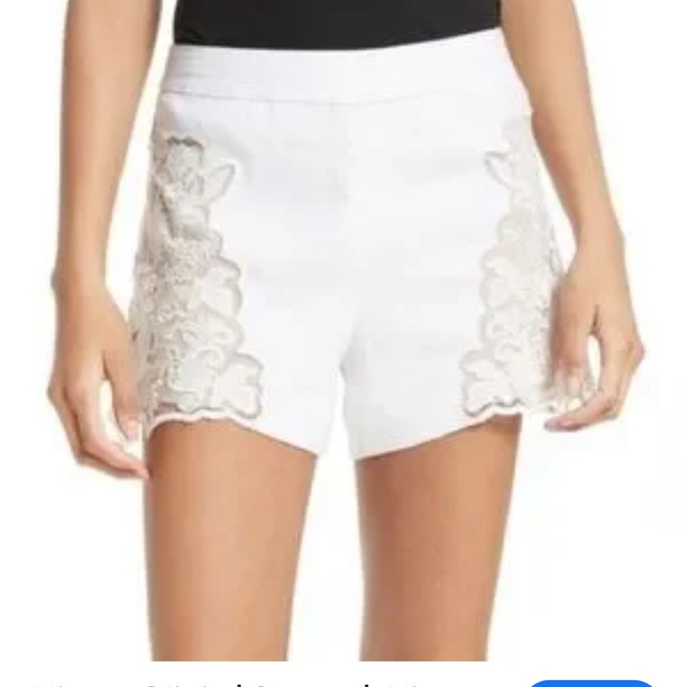 Alice + Olivia White Lace Detail Shorts